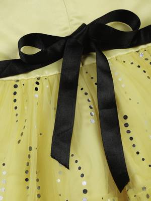 Yellow hand woven polyester kids-girl-gowns 3
