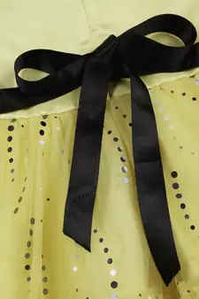 Yellow hand woven polyester kids-girl-gowns