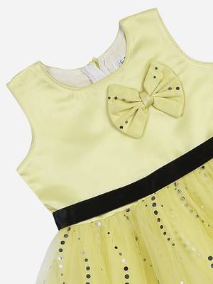 Yellow hand woven polyester kids-girl-gowns 4