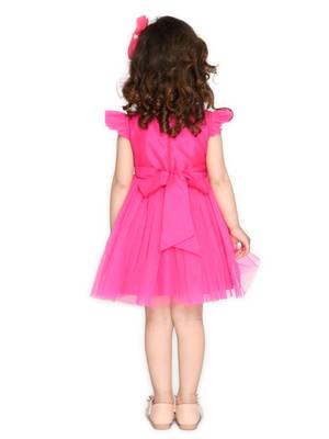 Pink hand woven polyester kids-girl-gowns 2