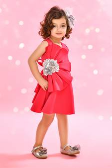 Blue hand woven polyester kids-girl-gowns