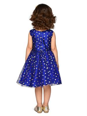 Blue printed nylon kids-girl-gowns 2