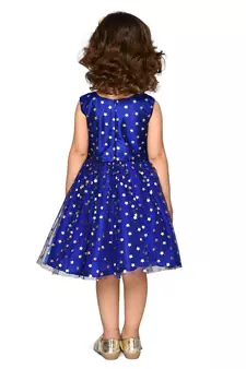 Blue printed nylon kids-girl-gowns