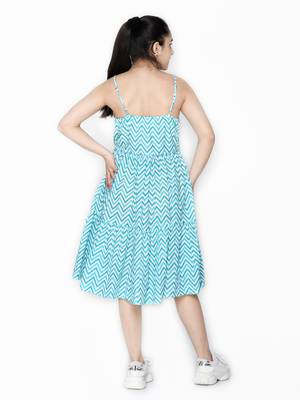 Blue printed cotton kids-girl-gowns 2