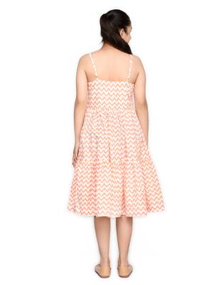 Orange printed cotton kids-girl-gowns 2