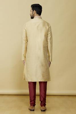 Gold embroidered art silk kurta-pajama 4