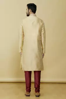 Gold embroidered art silk kurta-pajama
