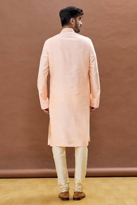 Pink embroidered art silk kurta-pajama 4
