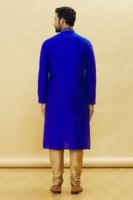 Blue embroidered art silk kurta-pajama 4