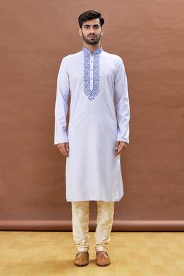Purple embroidered art silk kurta-pajama 1