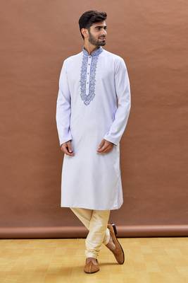 Purple embroidered art silk kurta-pajama 2
