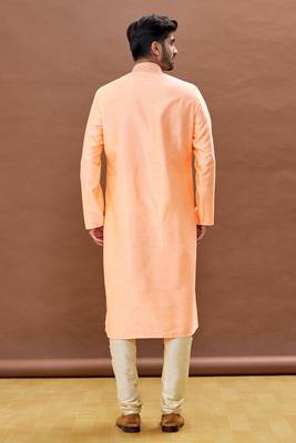 Pink embroidered art silk kurta-pajama 4