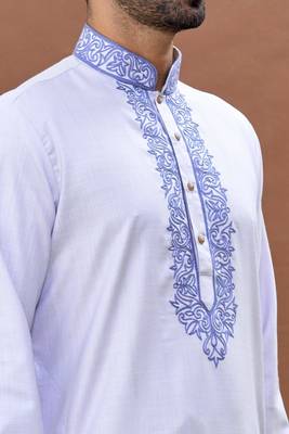 Purple embroidered art silk kurta-pajama 3