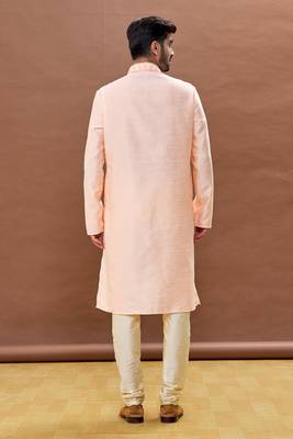 Pink embroidered art silk kurta-pajama 4