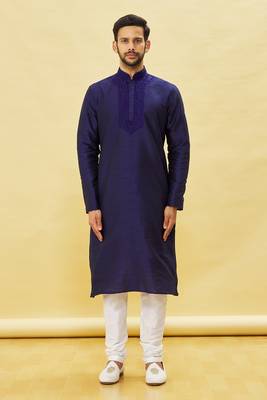 Purple embroidered art silk kurta-pajama 1