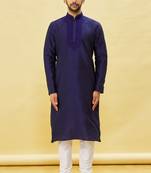 Purple embroidered art silk kurta-pajama