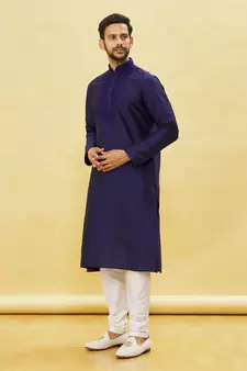 Purple embroidered art silk kurta-pajama