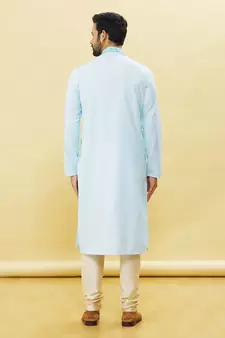 Blue embroidered art silk kurta-pajama