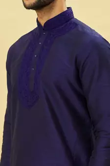Purple embroidered art silk kurta-pajama