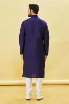 Purple embroidered art silk kurta-pajama