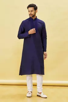 Purple embroidered art silk kurta-pajama