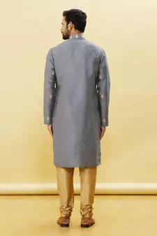 Grey embroidered art silk kurta-pajama