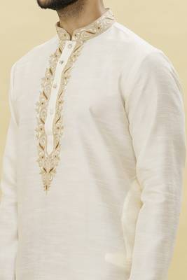 Gold embroidered art silk kurta-pajama 3