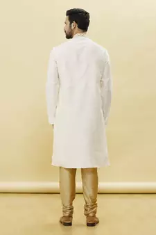 Gold embroidered art silk kurta-pajama