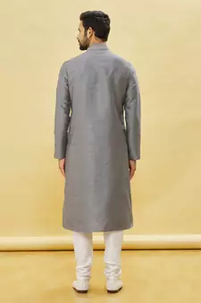 Grey embroidered art silk kurta-pajama