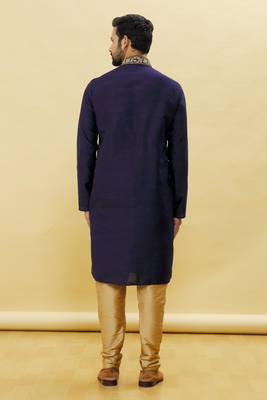 Blue embroidered art silk kurta-pajama 4