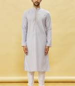 Grey embroidered art silk kurta-pajama