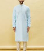 Blue embroidered art silk kurta-pajama