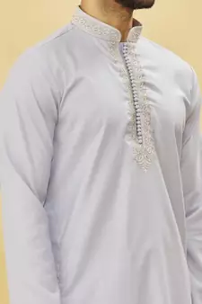 Grey embroidered art silk kurta-pajama