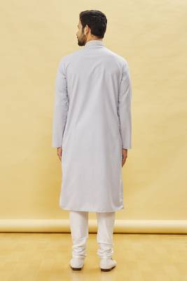 Grey embroidered art silk kurta-pajama 4