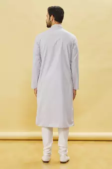 Grey embroidered art silk kurta-pajama