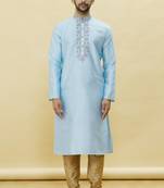 Blue embroidered art silk kurta-pajama