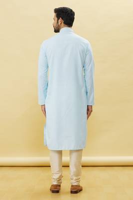 Blue embroidered art silk kurta-pajama 4