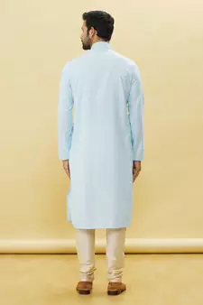 Blue embroidered art silk kurta-pajama
