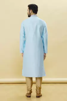 Blue embroidered art silk kurta-pajama