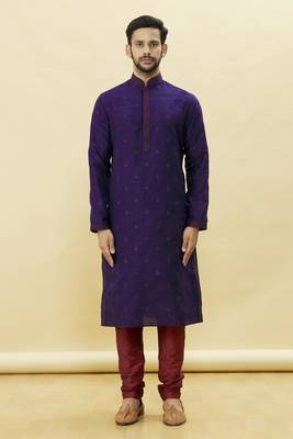 Purple embroidered art silk kurta-pajama 1