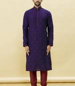 Purple embroidered art silk kurta-pajama