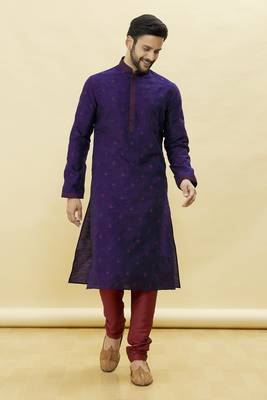 Purple embroidered art silk kurta-pajama 2