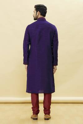 Purple embroidered art silk kurta-pajama 4