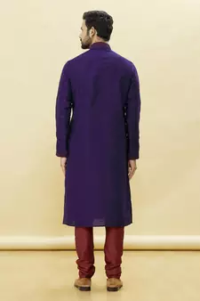 Purple embroidered art silk kurta-pajama