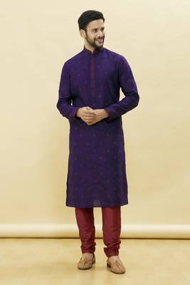 Purple embroidered art silk kurta-pajama 5