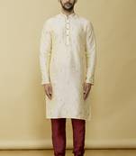 Gold embroidered art silk kurta-pajama