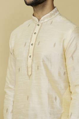 Gold embroidered art silk kurta-pajama 3