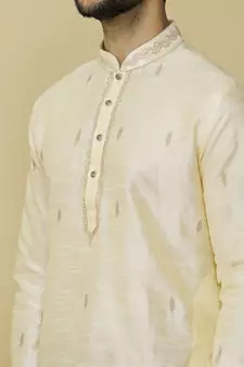 Gold embroidered art silk kurta-pajama