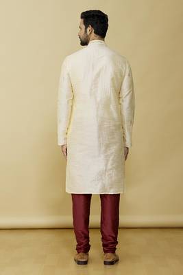 Gold embroidered art silk kurta-pajama 4