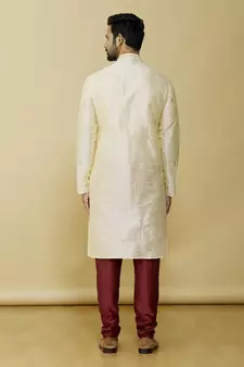 Gold embroidered art silk kurta-pajama